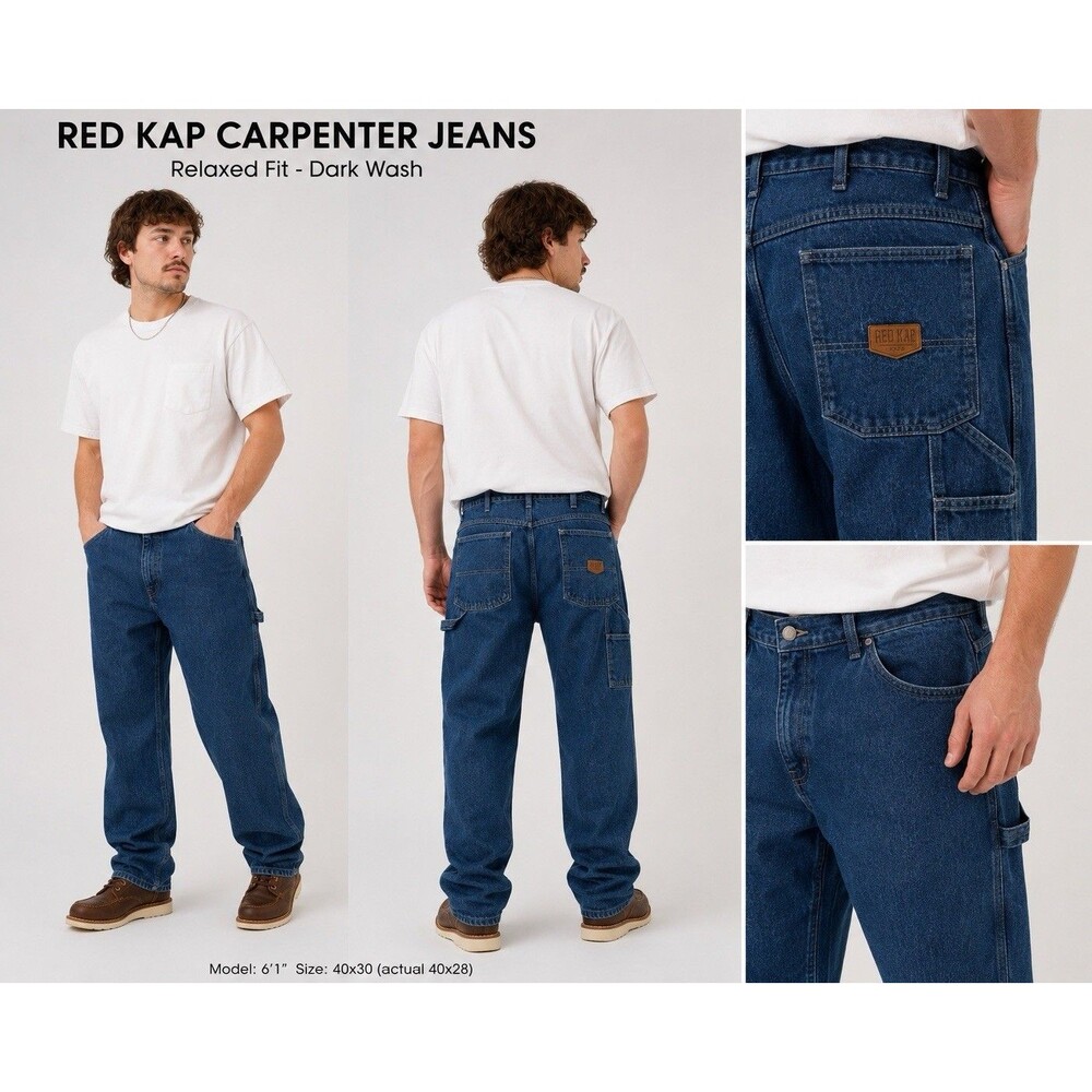 RED KAP Jeans Blue Denim Carpenter Dungaree Work Pants Size 40x29 Tagged 40x30